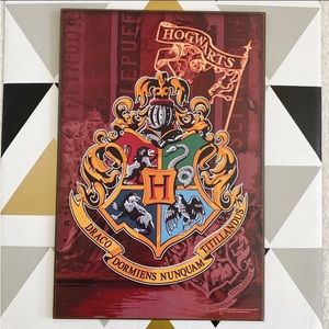 Harry Potter Hogwarts School Crest Wooden Wall Art Sign 13x19